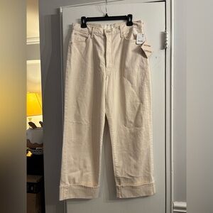 New Mother Superior Off White cre Spitfire Ankle Cuff Wide Jeans 30 $ 238